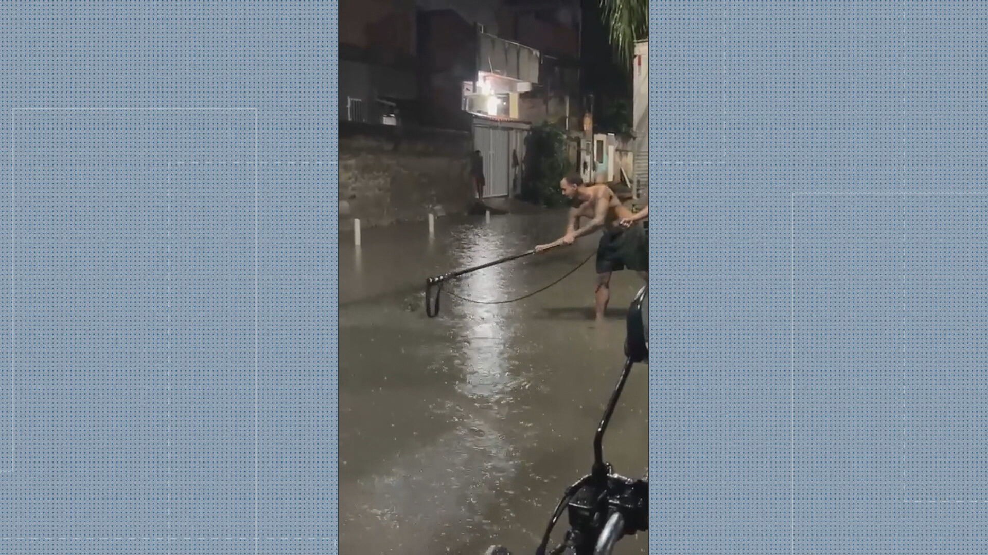 Moradores capturam jacaré durante chuva forte em Caxias