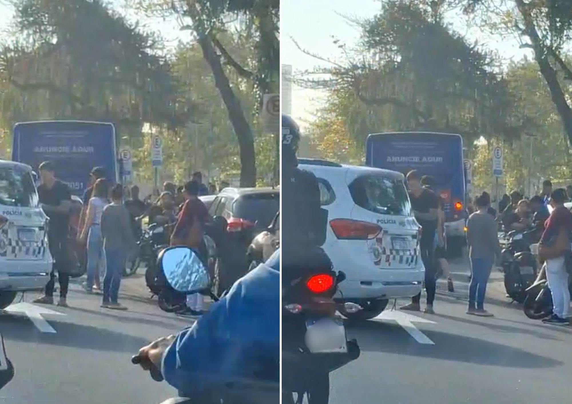 Ônibus bate em moto e atropela mulher na orla de Santos, SP; VÍDEO
