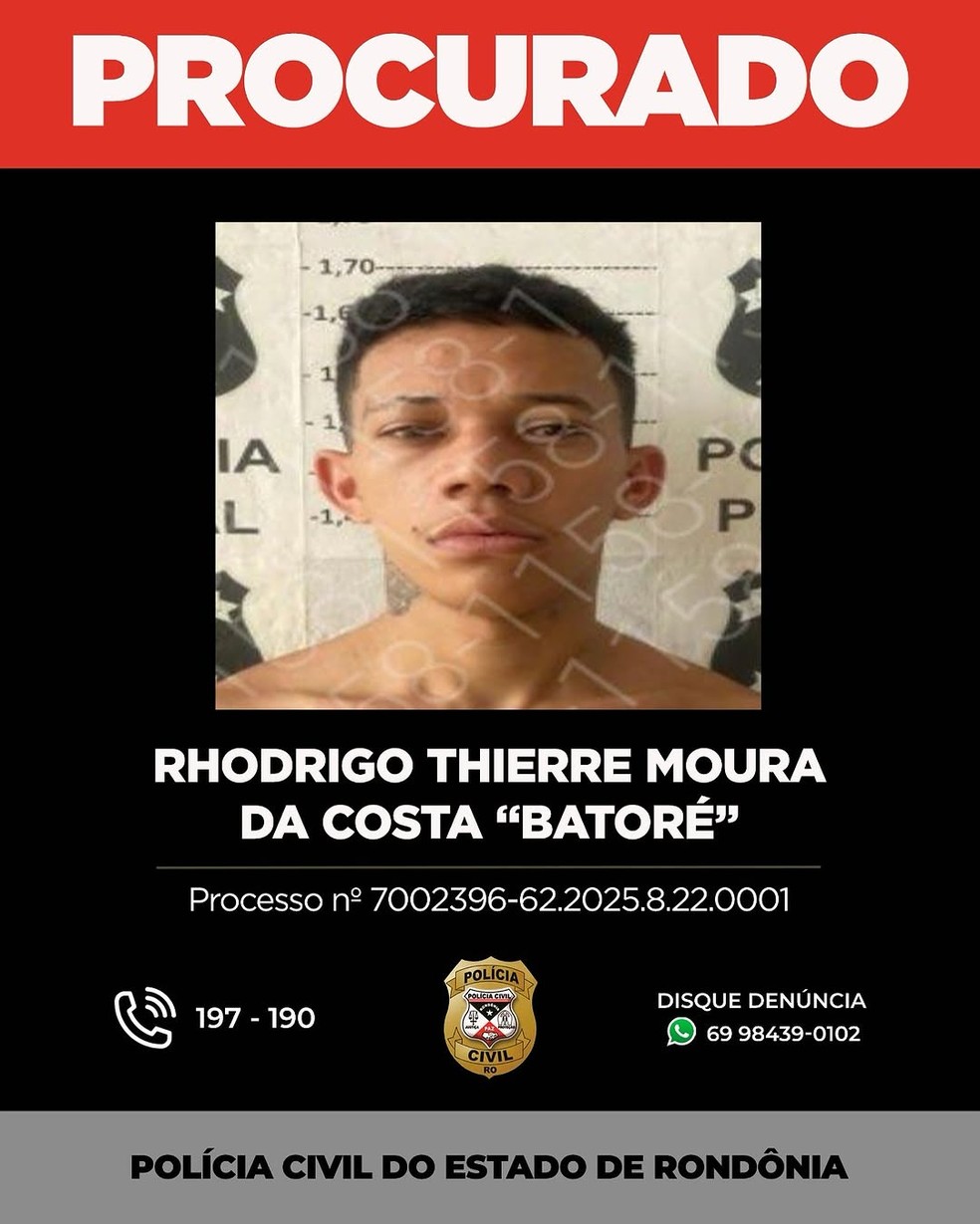 Rhodrigo Thierre, cartaz de procurado — Foto: Polícia Civil/Divulgação