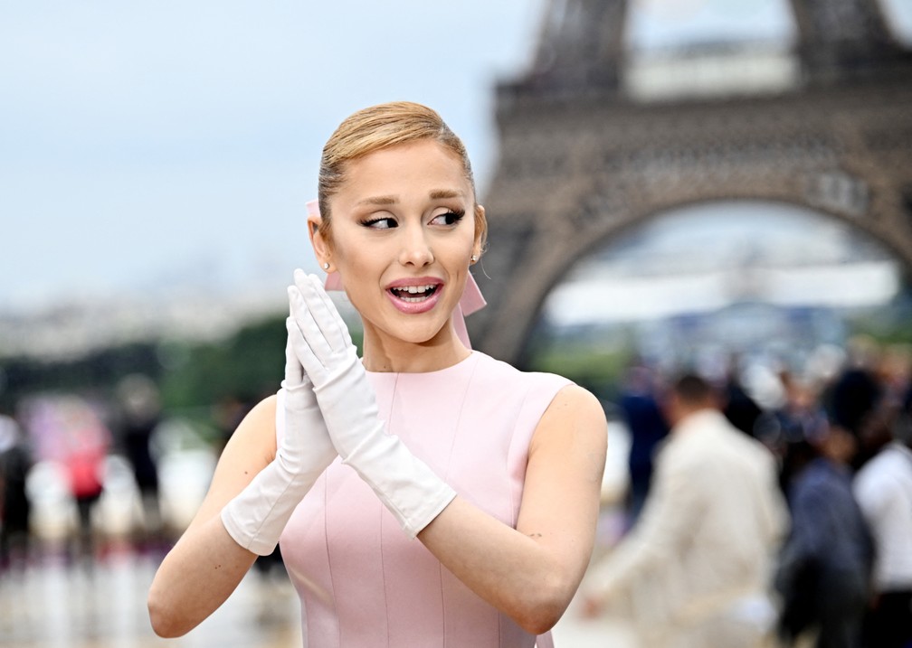 Cantora Ariana Grande chega à abertura das Olímpiadas em Paris — Foto: Dylan Martinez/Reuters