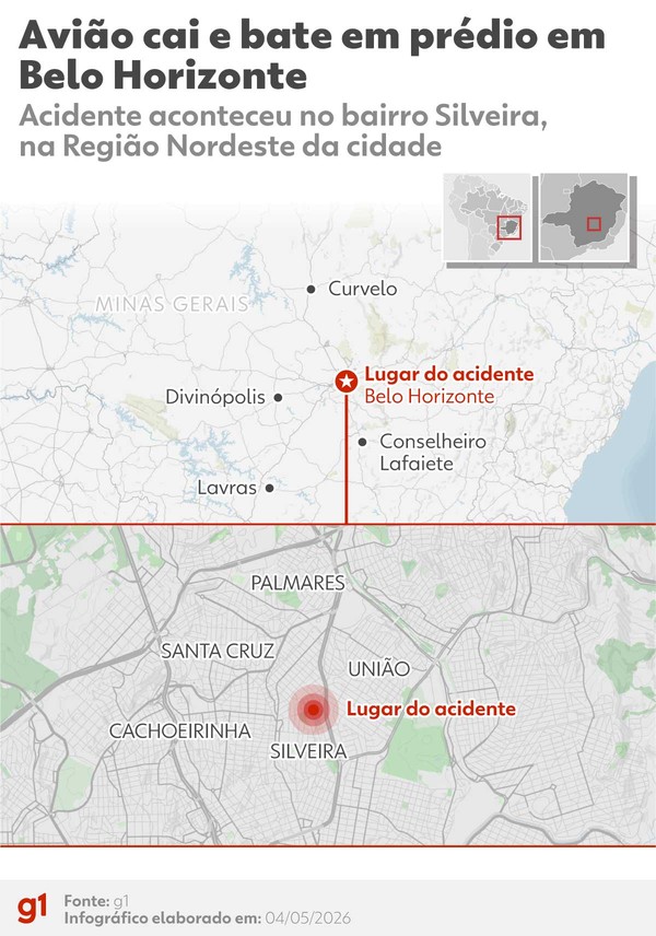 INFOGRÁFICO: avião cai em BH — Foto: Arte g1
