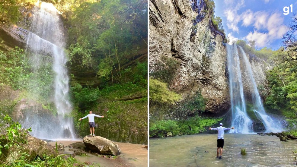 Cascata do Coração, em Dois Irmãos, e Cascata da Pedra Verde, em André da Rocha — Foto: Fabiano Furtado/Arquivo pessoal