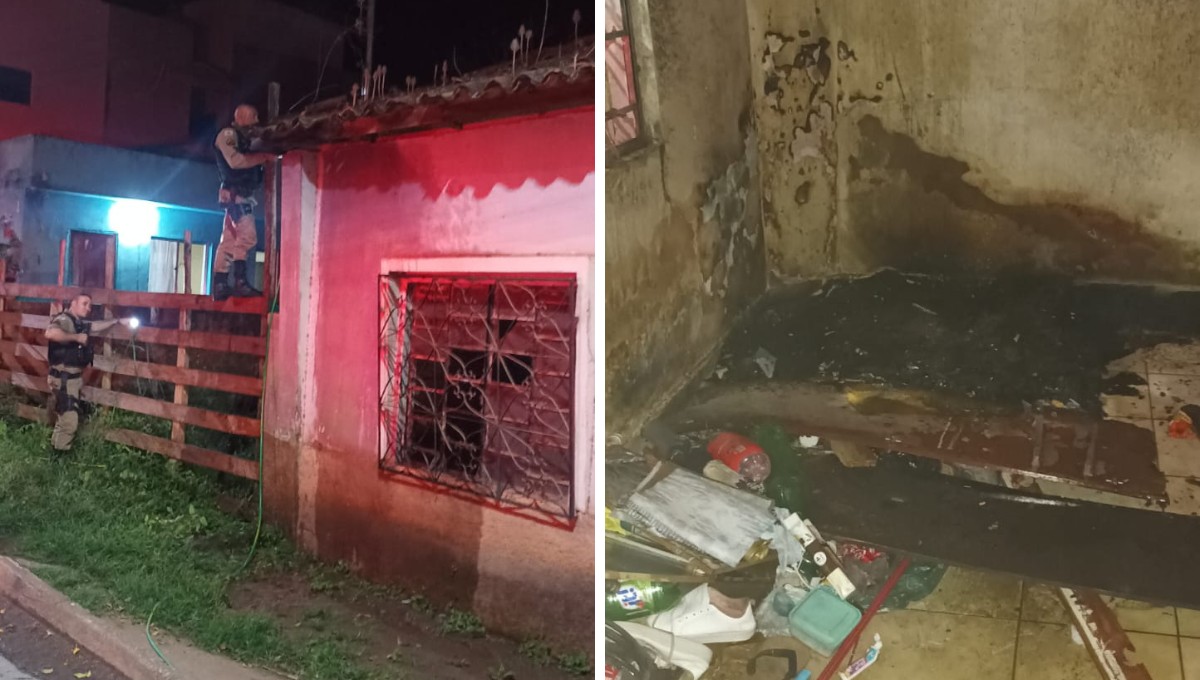 Polícia resgata casal em situação de rua durante incêndio em casa abandonada de Lajinha