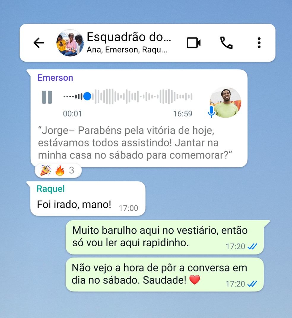 WhatsApp começa a liberar recurso de transcrição de áudios. — Foto: Divulgação/WhatsApp