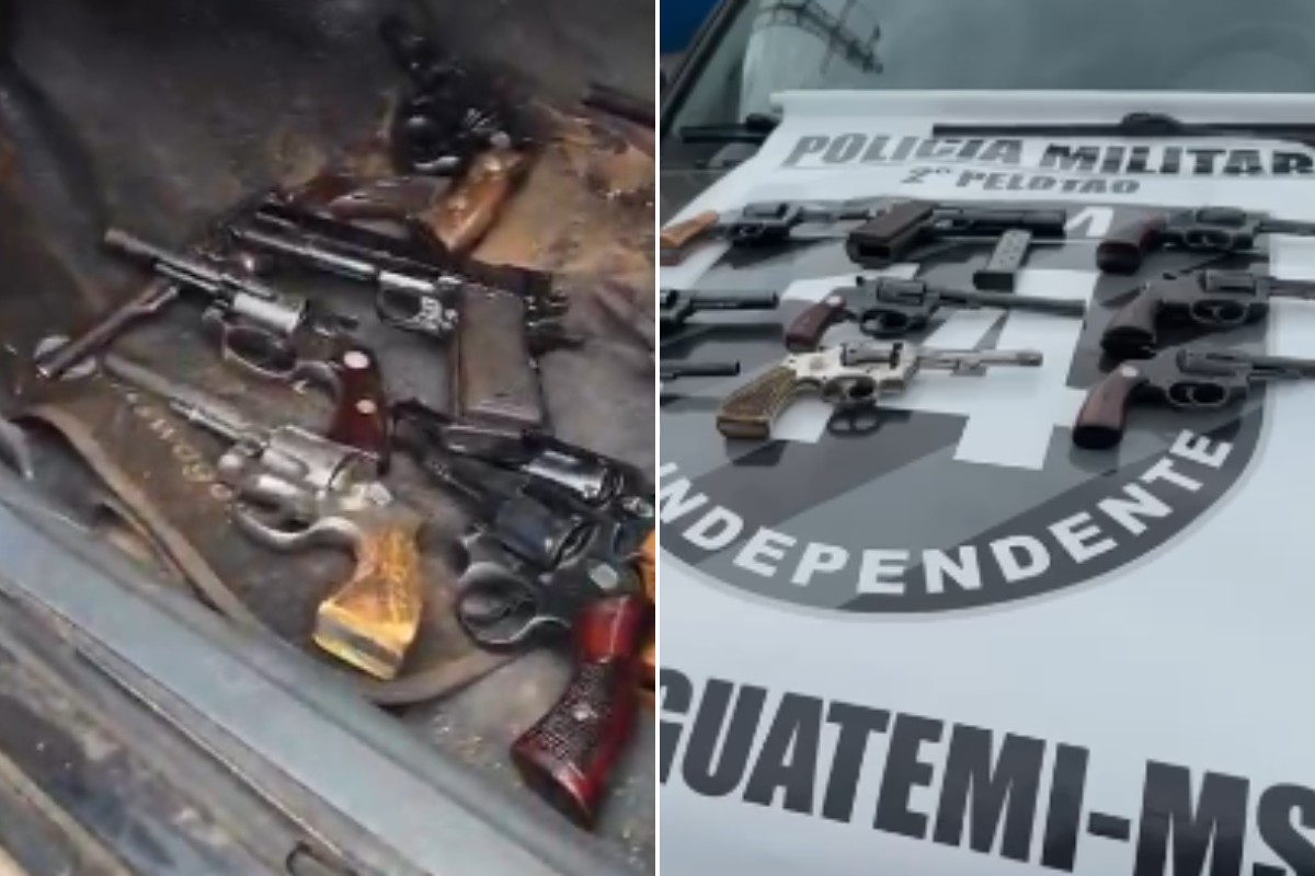 Polícia encontra arsenal com fuzil escondido em compartimento secreto de carro em MS