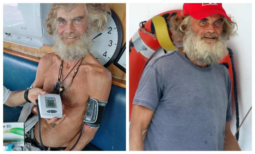Imagem de Tim Shaddock logo depois de ser resgatado e depois de chegar ao México — Foto: AFP