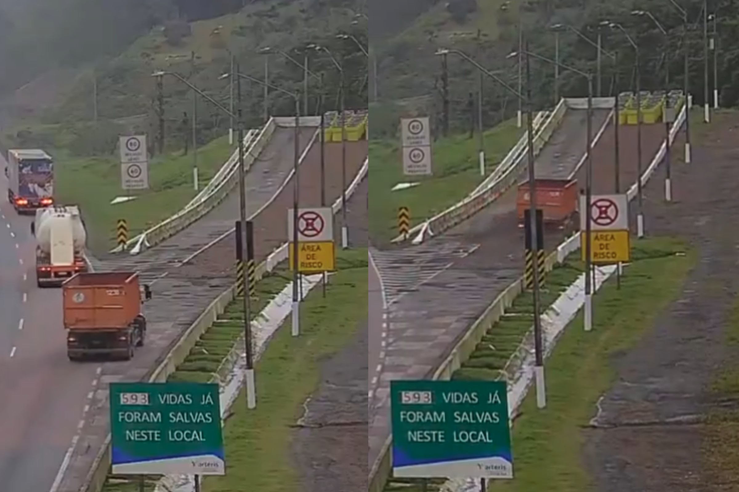 VÍDEO: caminhão sem carga perde freio e entra em área de escape da BR-376, no Paraná