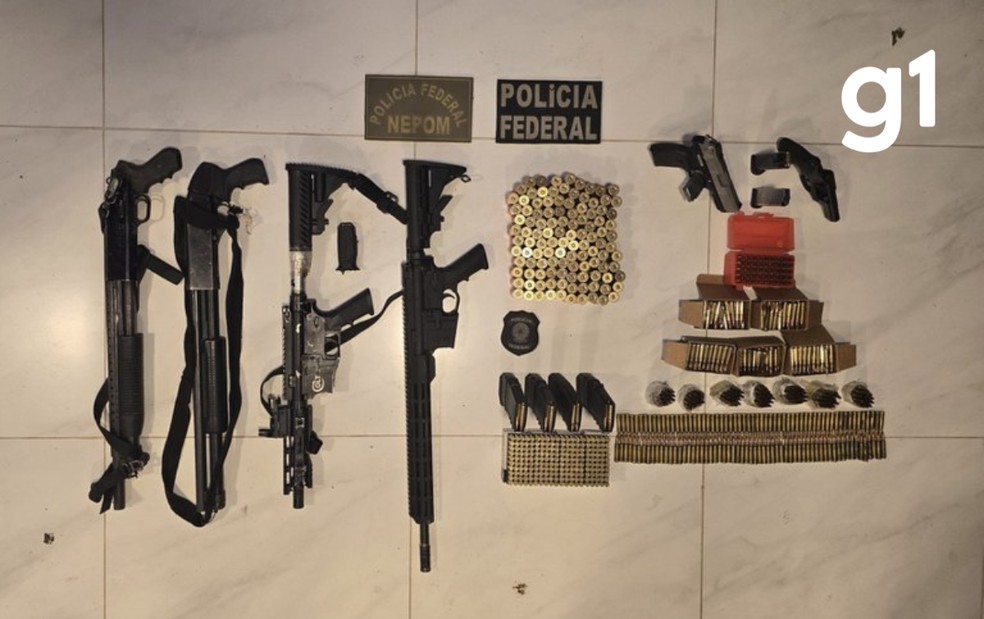 Armas e cerca de mil munições foram apreendidas — Foto: Polícia Federal