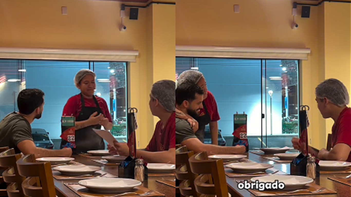 VÍDEO: dono de pizzaria finge demitir funcionária em SC, mas entrega passagens para rever a família no Pará