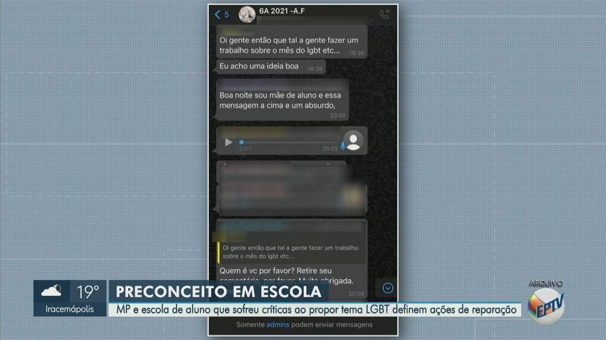 Escola de aluno que sofreu críticas ao propor tema LGBT terá