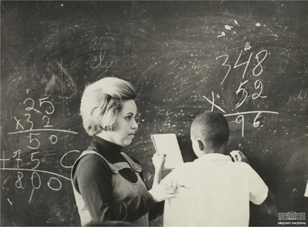 Sala de aula no Rio, em 1970 — Foto: Arquivo Nacional
