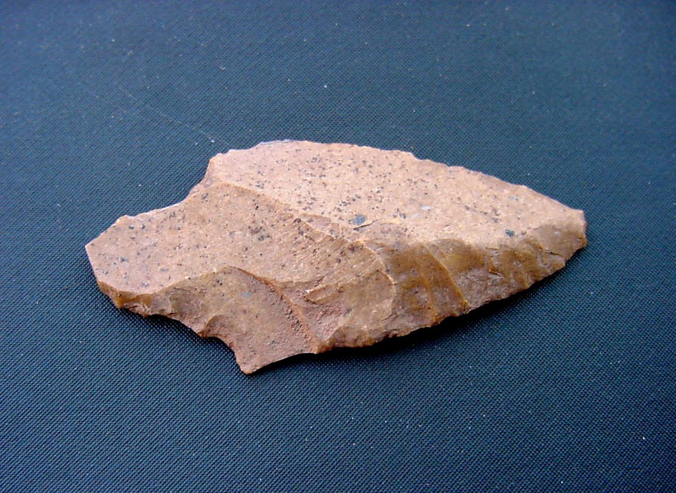 Lasca de silexito descoberta do Sítio Morumbi, na Zona Sul de SP — Foto: Reprodução/Zanettini Arqueologia