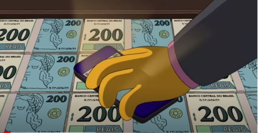 Simpsons 'previu' nota de R$ 200 em episódio de 2014 — Foto: Reprodução/YouTube
