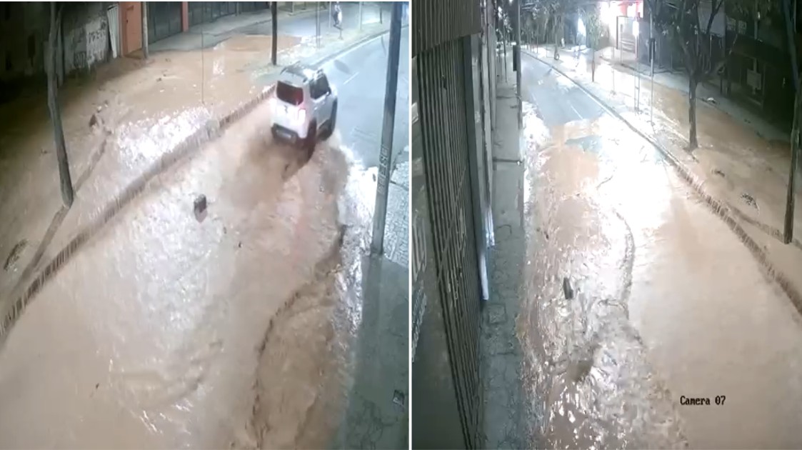 Vídeo mostra momento de rompimento de adutora que afetou abastecimento de água de bairros em BH