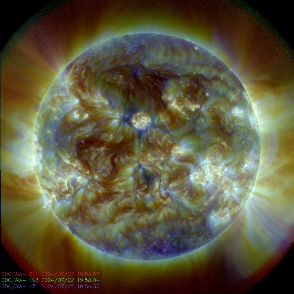 Imagem da Nasa mostra o Sol em 22 de julho de 2024. — Foto: Nasa/Divulgao