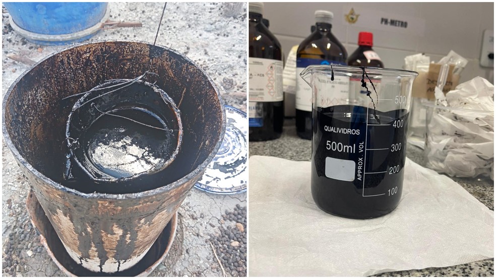 Substância extraída em Tabuleiro do Norte (CE) foi levada para estudo em laboratório no Rio Grande do Norte — Foto: Divulgação