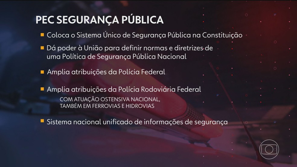 PEC Segurança Pública — Foto: Reprodução/TV Globo