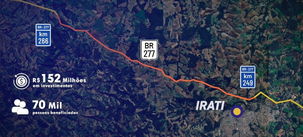 Trecho da BR-277 será duplicado em Irati — Foto: Via Araucária