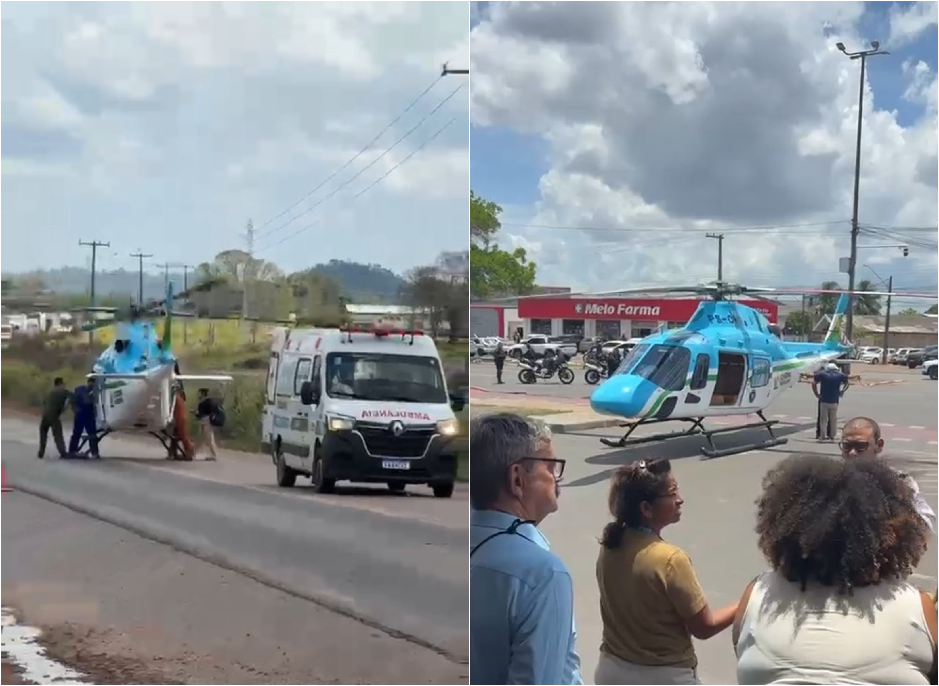 Jovem fica gravemente ferido em acidente no interior e é transferido de helicóptero para Boa Vista