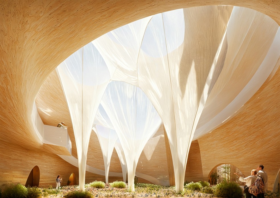 Museu Hami Pterosaur: Design ecoadaptativo em condições extremas — Foto: Turenscape/Divulgação