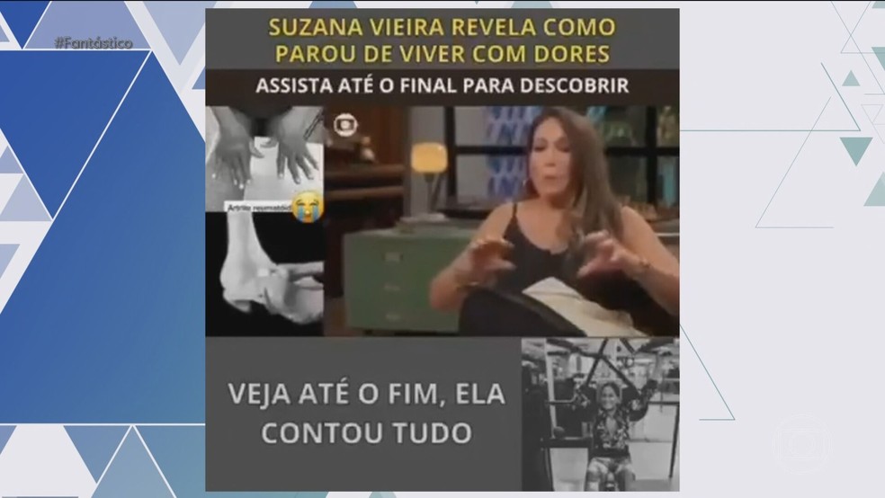 Golpistas usam imagens de famosos para propagandas falsas de saúde — Foto: Reprodução/TV Globo