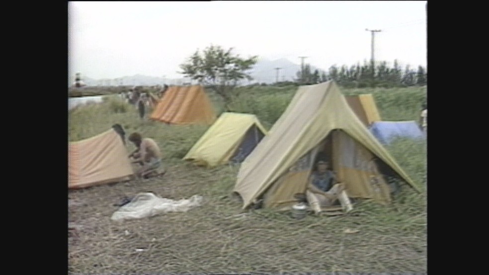 Camping no Rock in Rio 1985 — Foto: Reprodução/TV Globo