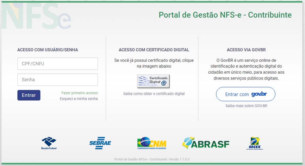 NFS-e nacional pode ser emitida pelo site do governo — Foto: Reprodução