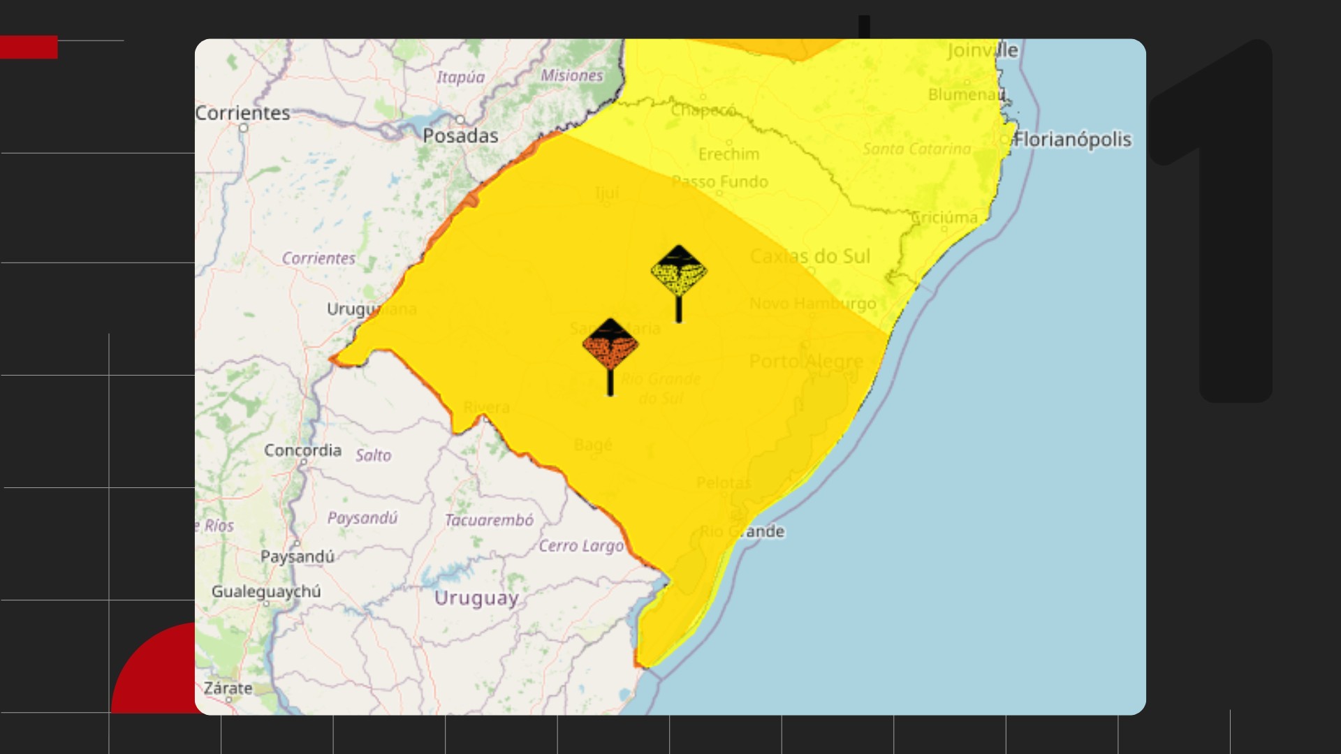 Temporais, granizo e vento de mais de 90 km/h: RS entra em alerta para três dias de forte instabilidade com formação de ciclone