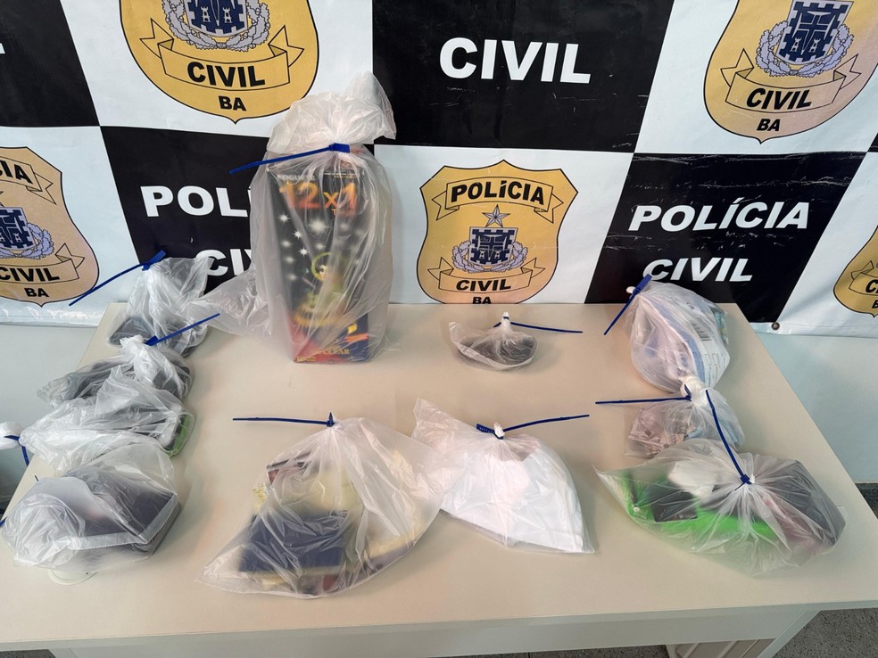 Material apreendido na ação — Foto: Polícia Civil