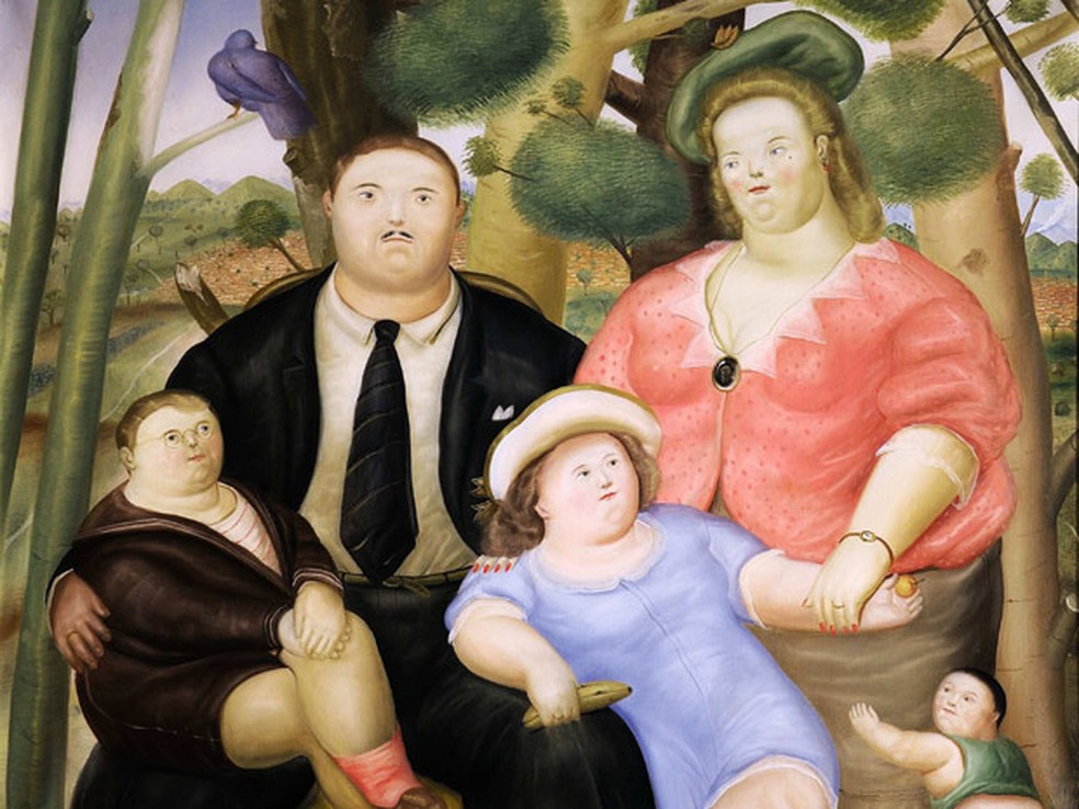 A obra 'Una familia', de Botero, vendida em Nova York — Foto: AP 