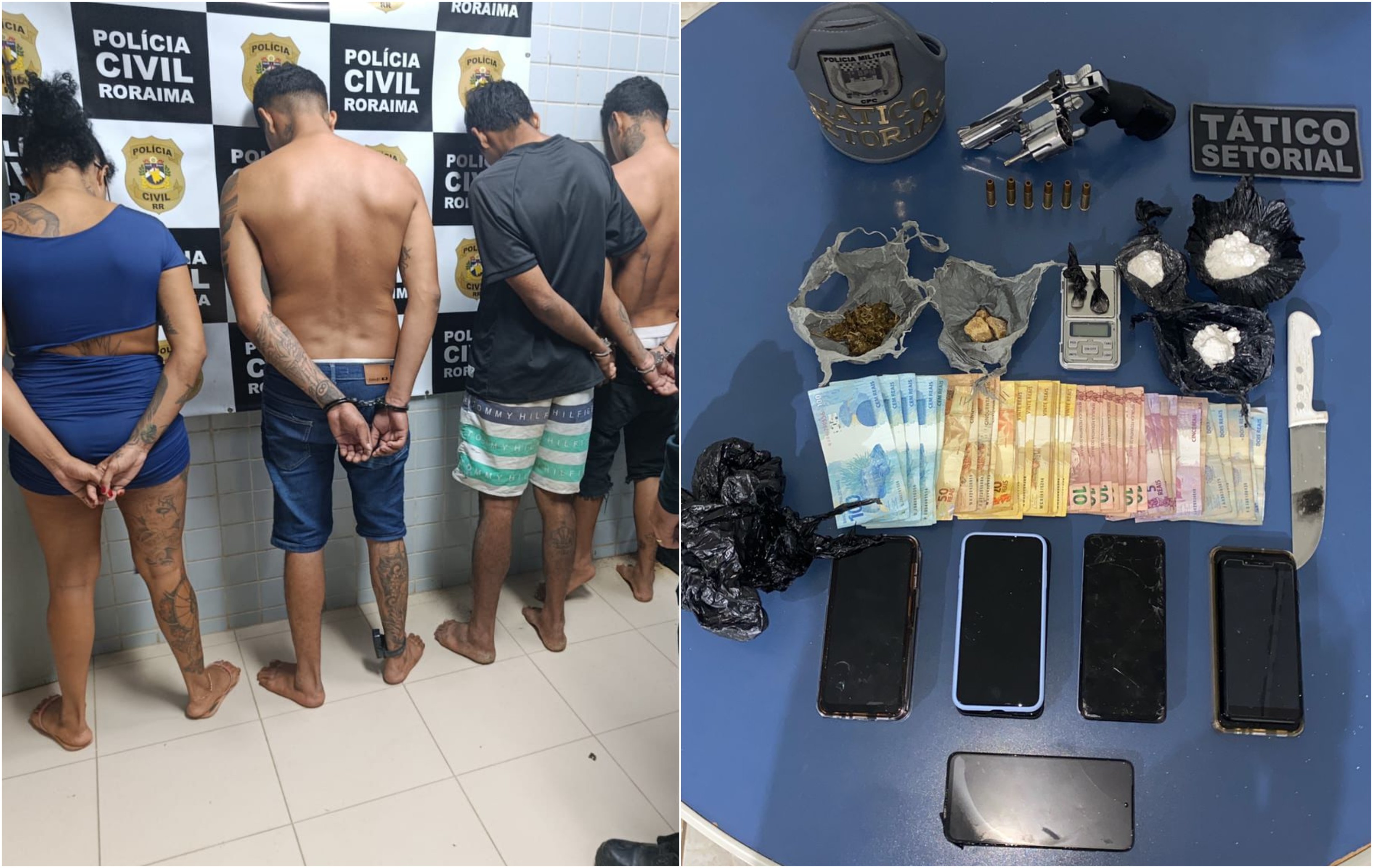 Quatro pessoas são presas por tráfico e pitbull é morto a tiros após atacar PM em Boa Vista