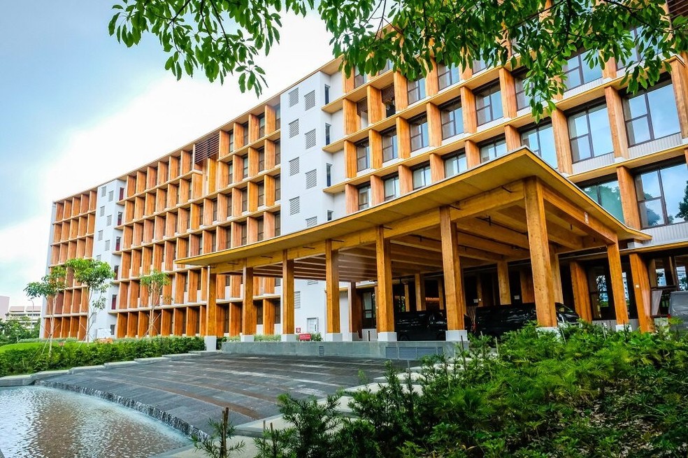 Maior construção de madeira da Ásia é a Universidade Tecnológica de Nanyang, em Singapura — Foto: Divulgação/Nanyang Technological University
