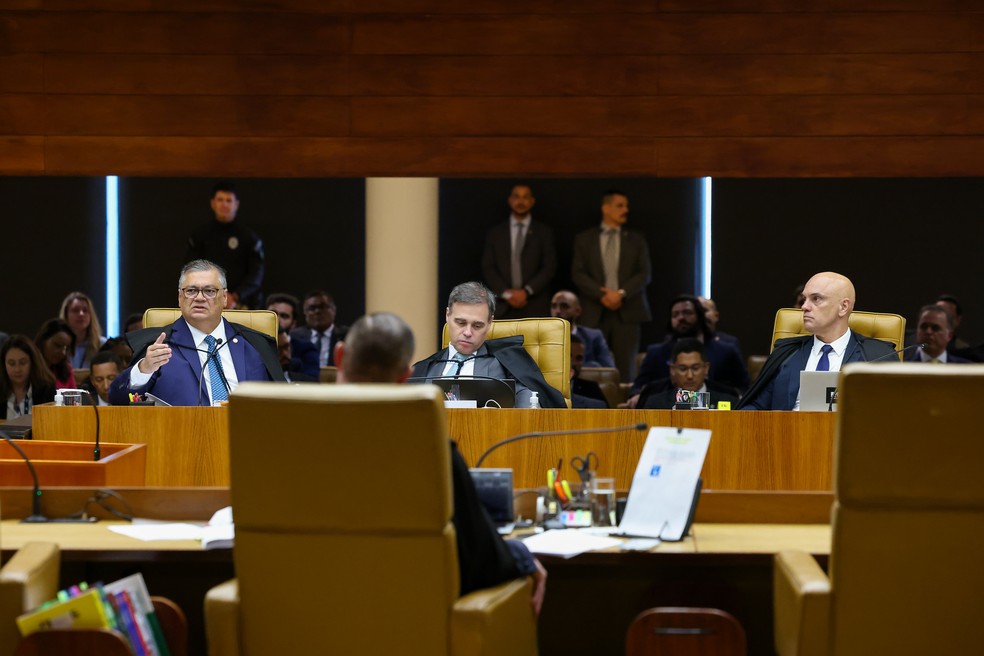 Ministro do STF Flávio Dino, André Mendonça e Alexandre de Moraes — Foto: Gustavo Moreno/STF