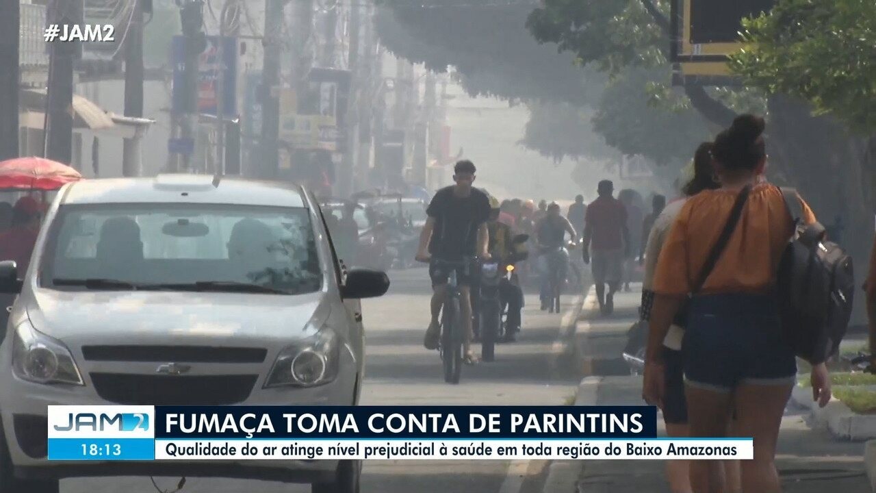Fumaça cobre Parintins e qualidade do ar atinge nível prejudicial à saúde