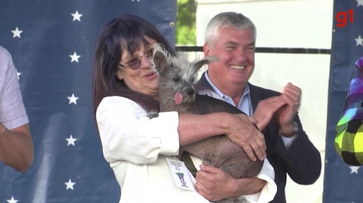 With backward paws and tongue out, puppy wins world’s ugliest dog contest