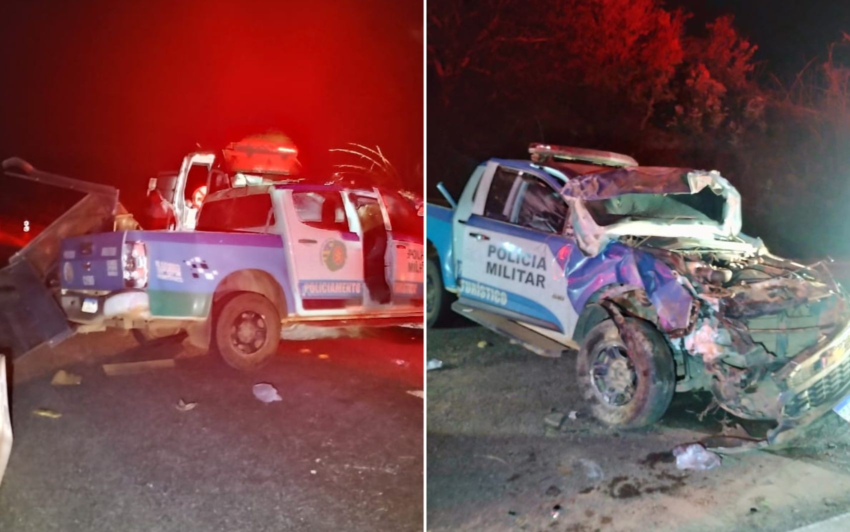 Policiais ficam feridos após viatura capotar na GO-338