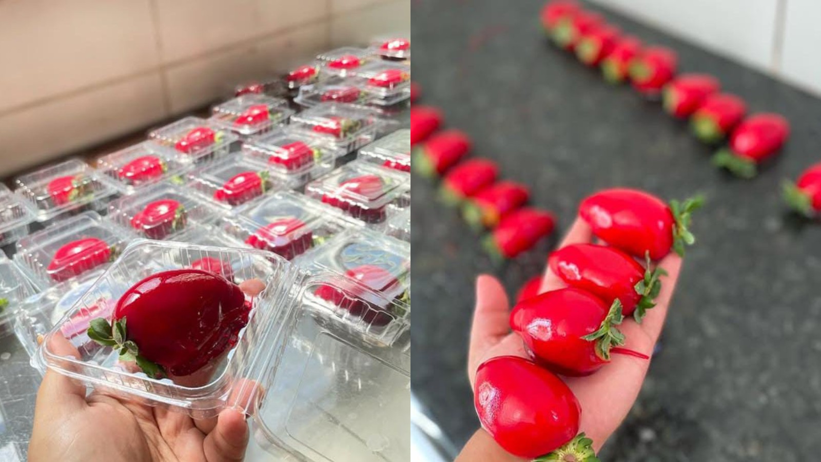 Confeiteira relata ter lucrado mais com morango do amor do que com a Páscoa: 'espantada com a procura'