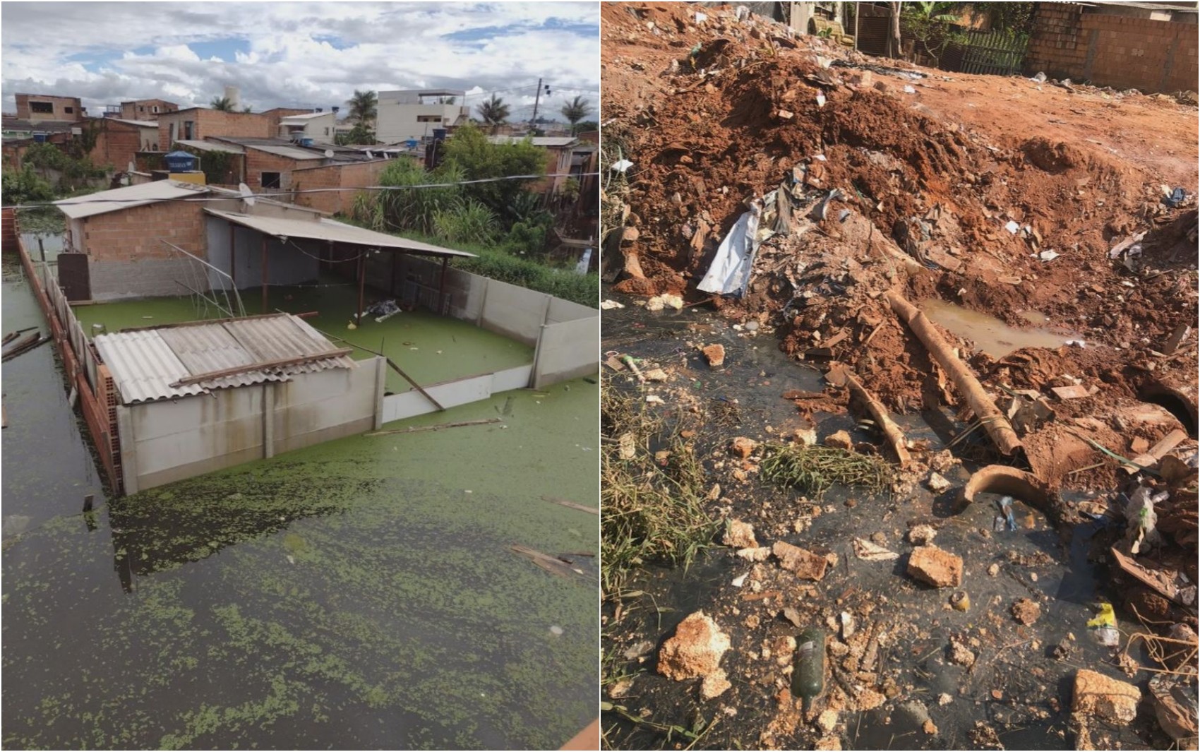 Moradores enfrentam esgoto a céu aberto e se mobilizam para obra por conta própria no bairro São Geraldo, em Pouso Alegre, MG