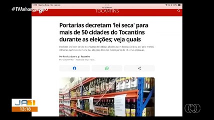 Justiça eleitoral proíbe vendas de bebidas alcoólicas em 50 cidades do Tocantins