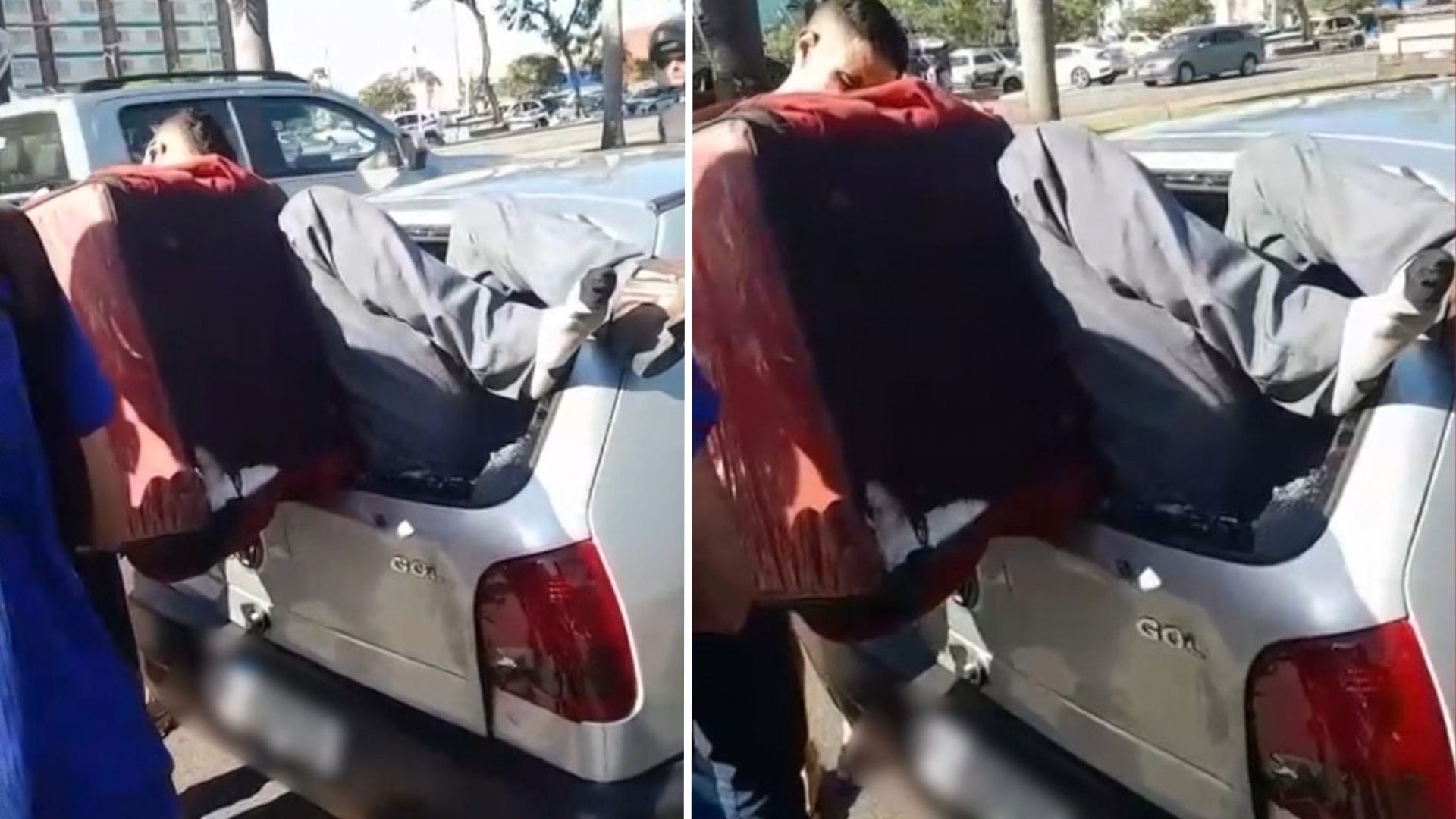 Motoboy fica preso em porta-malas após bater na traseira de carro na Serra