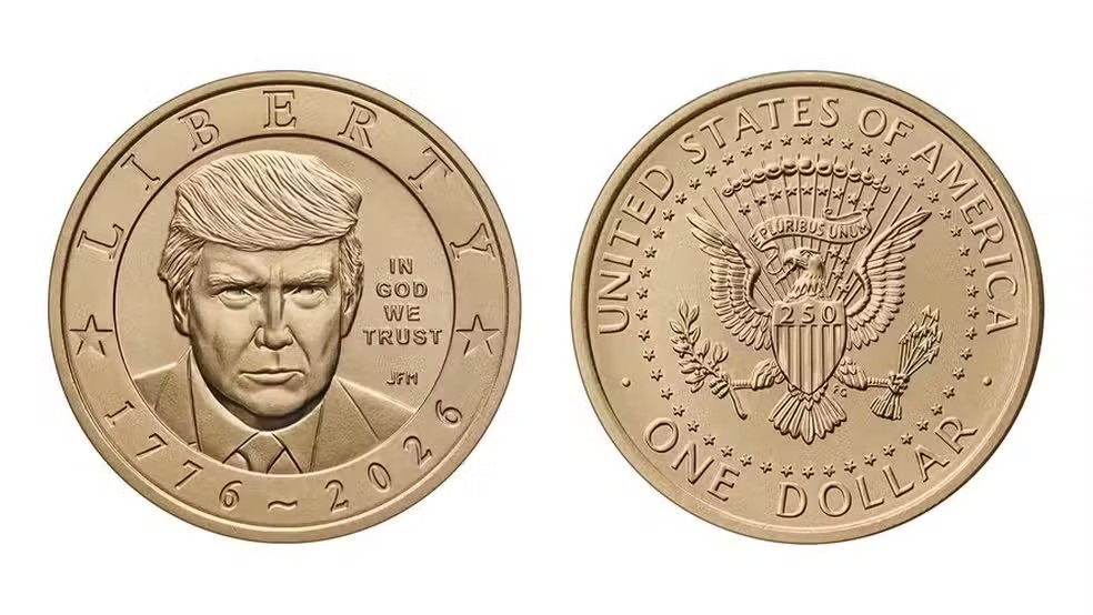 Moeda de US$ 1 com rosto de Trump começa a ser vendida nos EUA