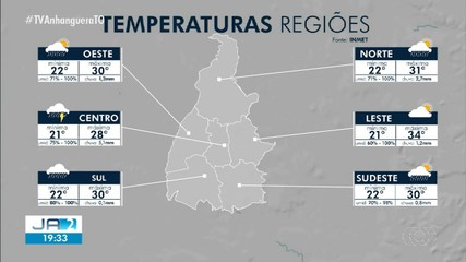 Veja a previsão do tempo para o Tocantins