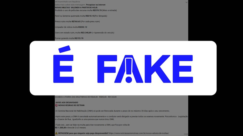 É #FAKE mensagem que cita 'novas multas valendo a partir de hoje'; texto voltou a circular