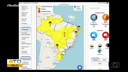 Confira como fica a previsão do tempo nas regiões do Tocantins