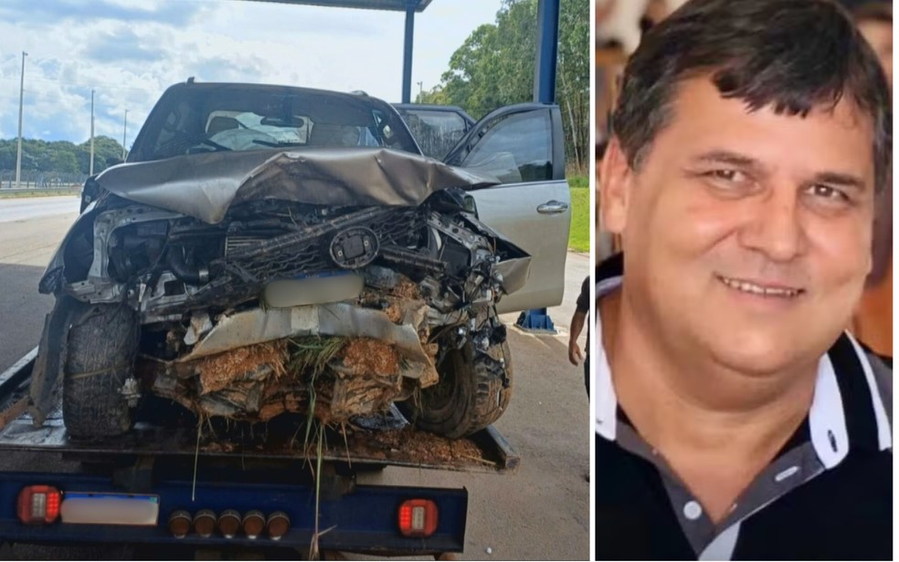 Acidente sofrido pelo empresrio Wander Oliveira, em Abadinia, Gois  Foto: Divulgao/PRF e Reproduo/Redes sociais