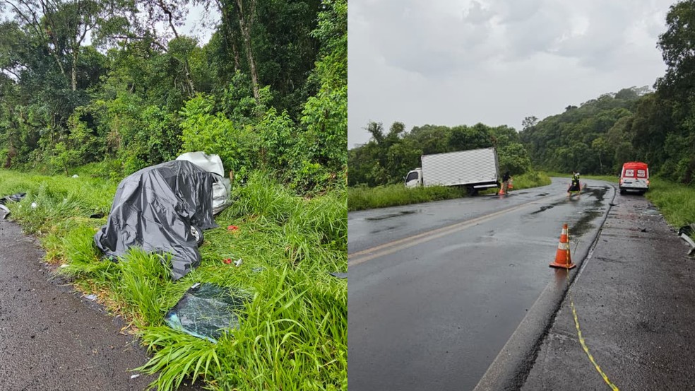Carro e furgão se envolvem em acidente no Paraná — Foto: Nata News