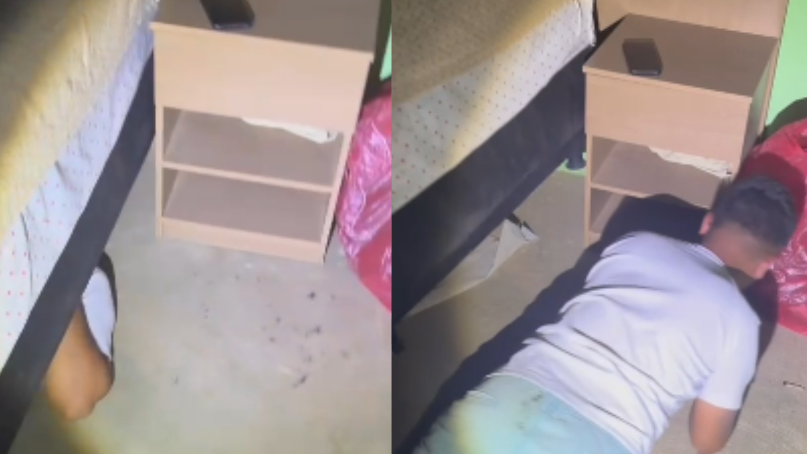 Vídeo: Suspeito de assaltar salão de beleza é preso escondido debaixo de cama no Piauí