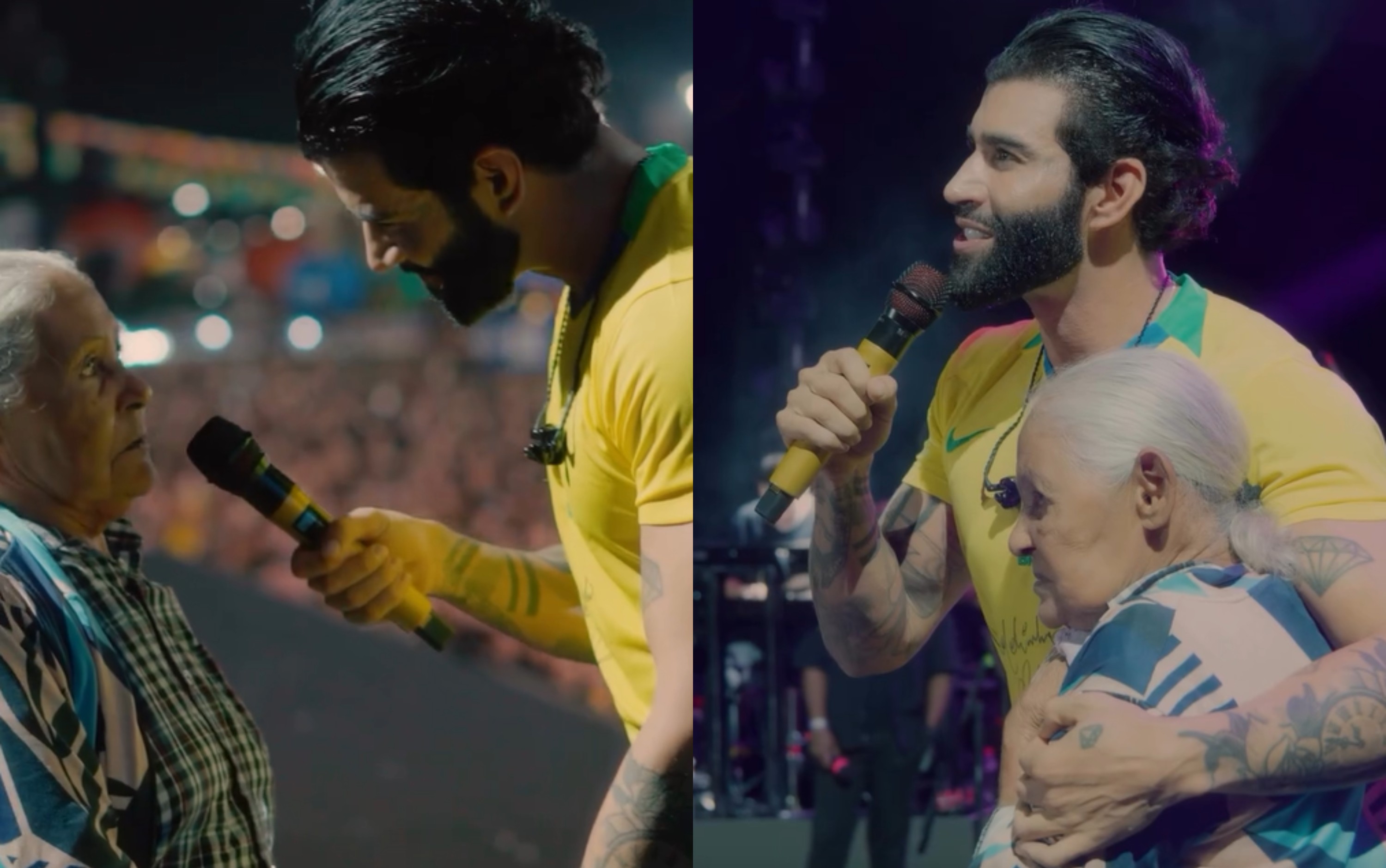 Gusttavo Lima leva fã de 73 anos para palco do São João de Carpina e se emociona ao lembrar da mãe; VÍDEO