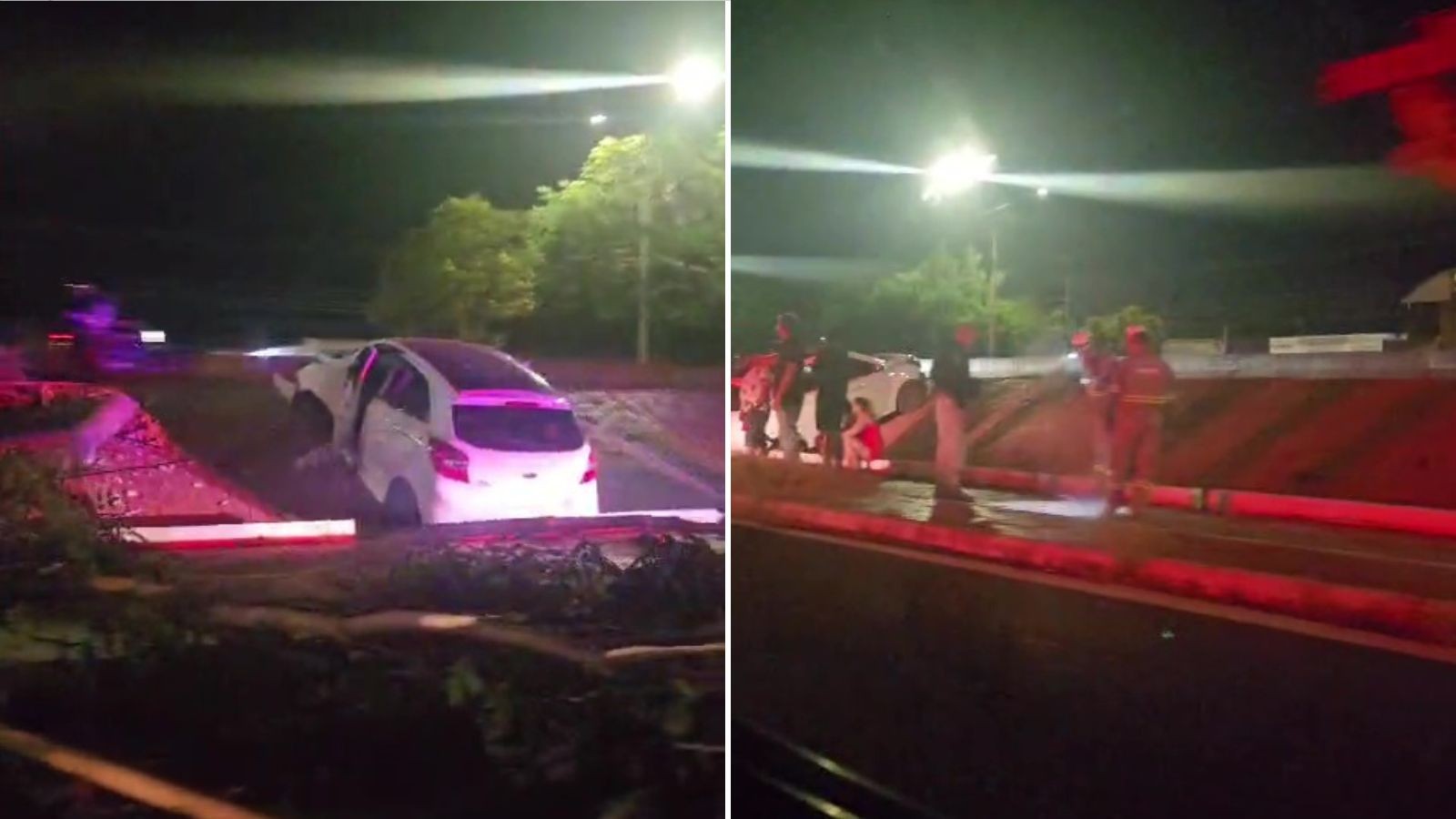 Vídeo: Carro sobe em canteiro lateral da BR-316 após batida na Zona Sul de Teresina