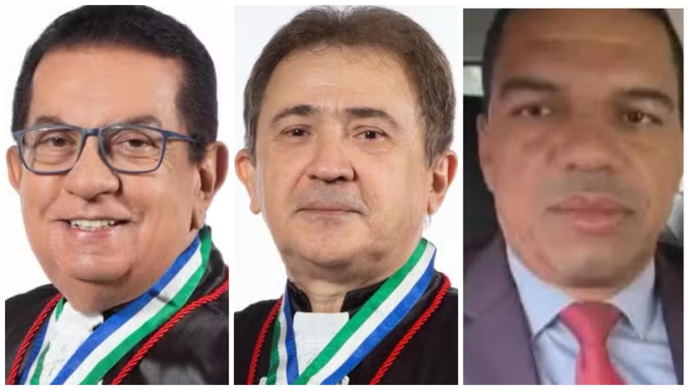 Da esquerda à direita: os desembargadores Sebastião de Moraes Filho e João Ferreira Filho, e o empresário Andreson Gonçalves — Foto: Reprodução
